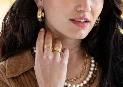 Berry Hoop Earrings in Hammered Gold
