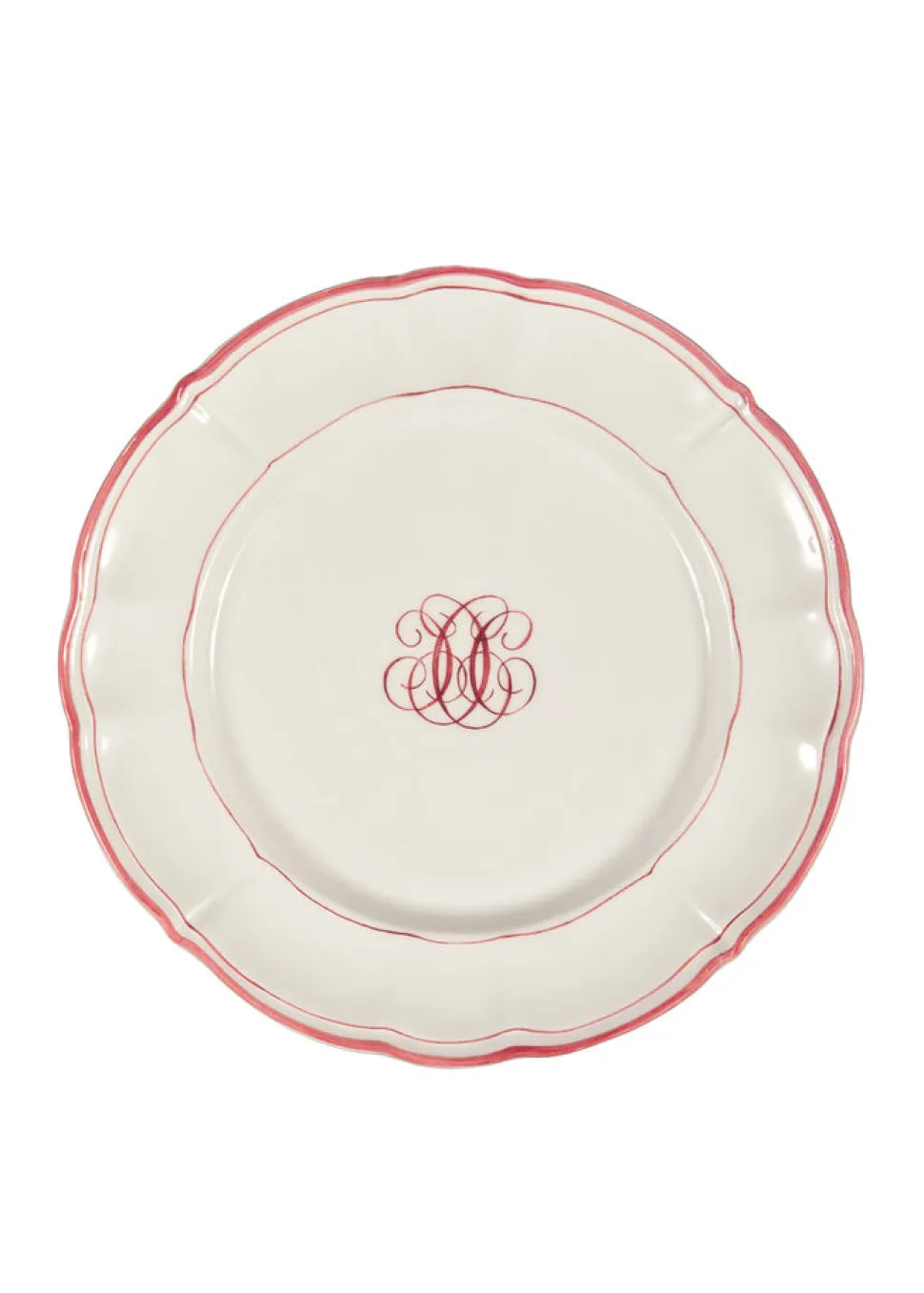 Bespoke Milano Plate with Central Monogram and Rim, Set of 12