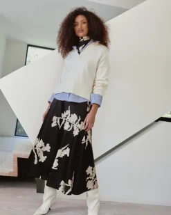 Beth Skirt in Dark Fig & Cream Multi