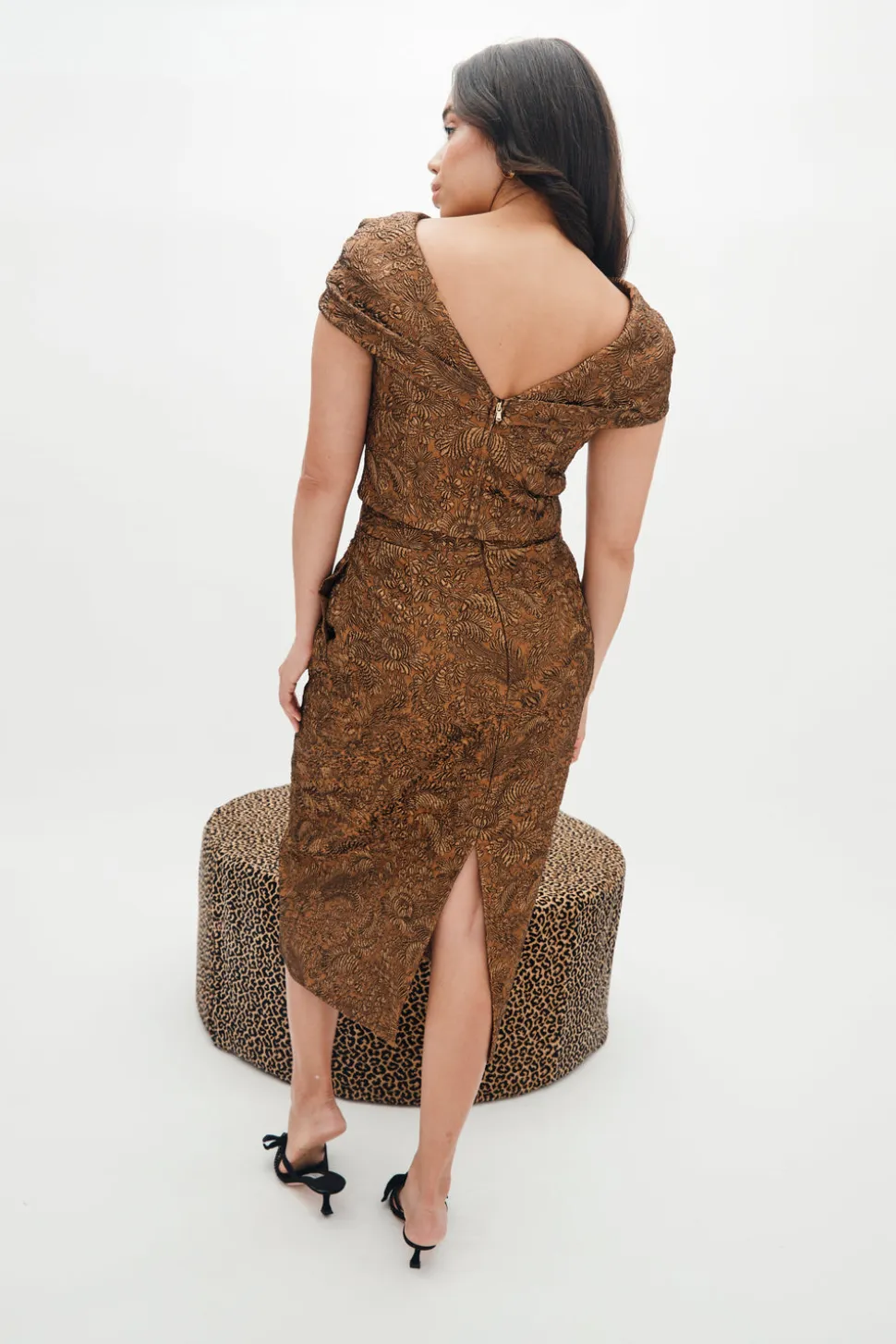 Bethany Top in Bronze Brocade