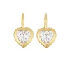 Bezel Heart Drop Earrings