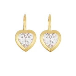 Bezel Heart Drop Earrings