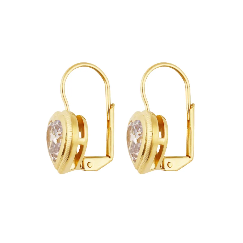 Bezel Heart Drop Earrings