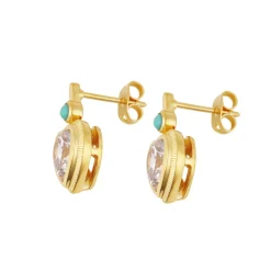 Bezel Heart Earrings with Turquoise