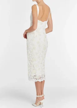 Bianca Beaded Lace Shift Dress With Side Slit