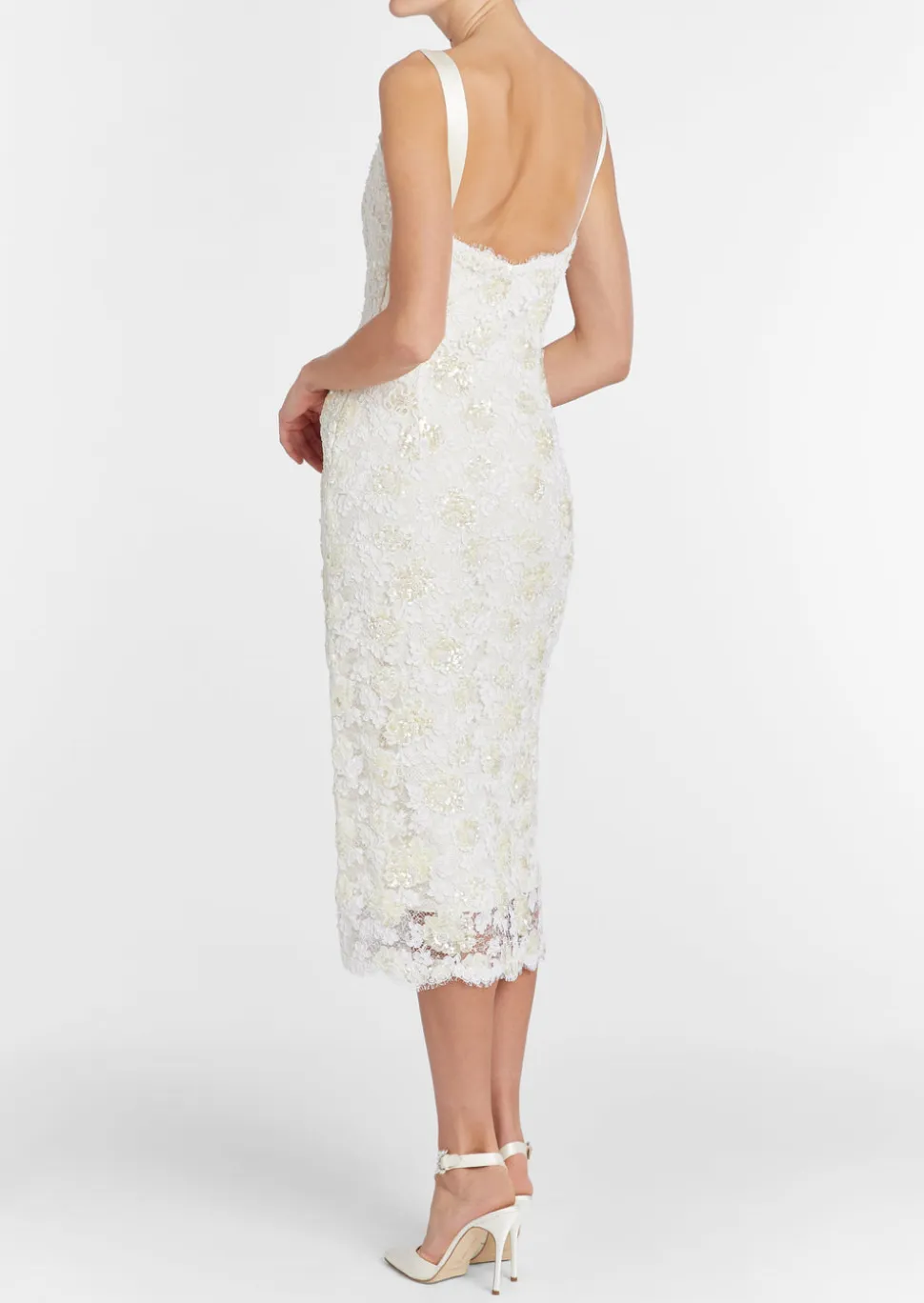Bianca Beaded Lace Shift Dress With Side Slit