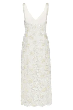 Bianca Beaded Lace Shift Dress With Side Slit