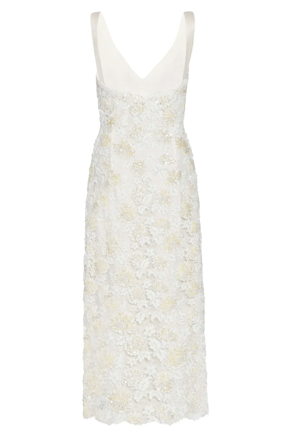 Bianca Beaded Lace Shift Dress With Side Slit
