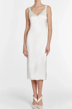 Bianca White Satin Shift Dress