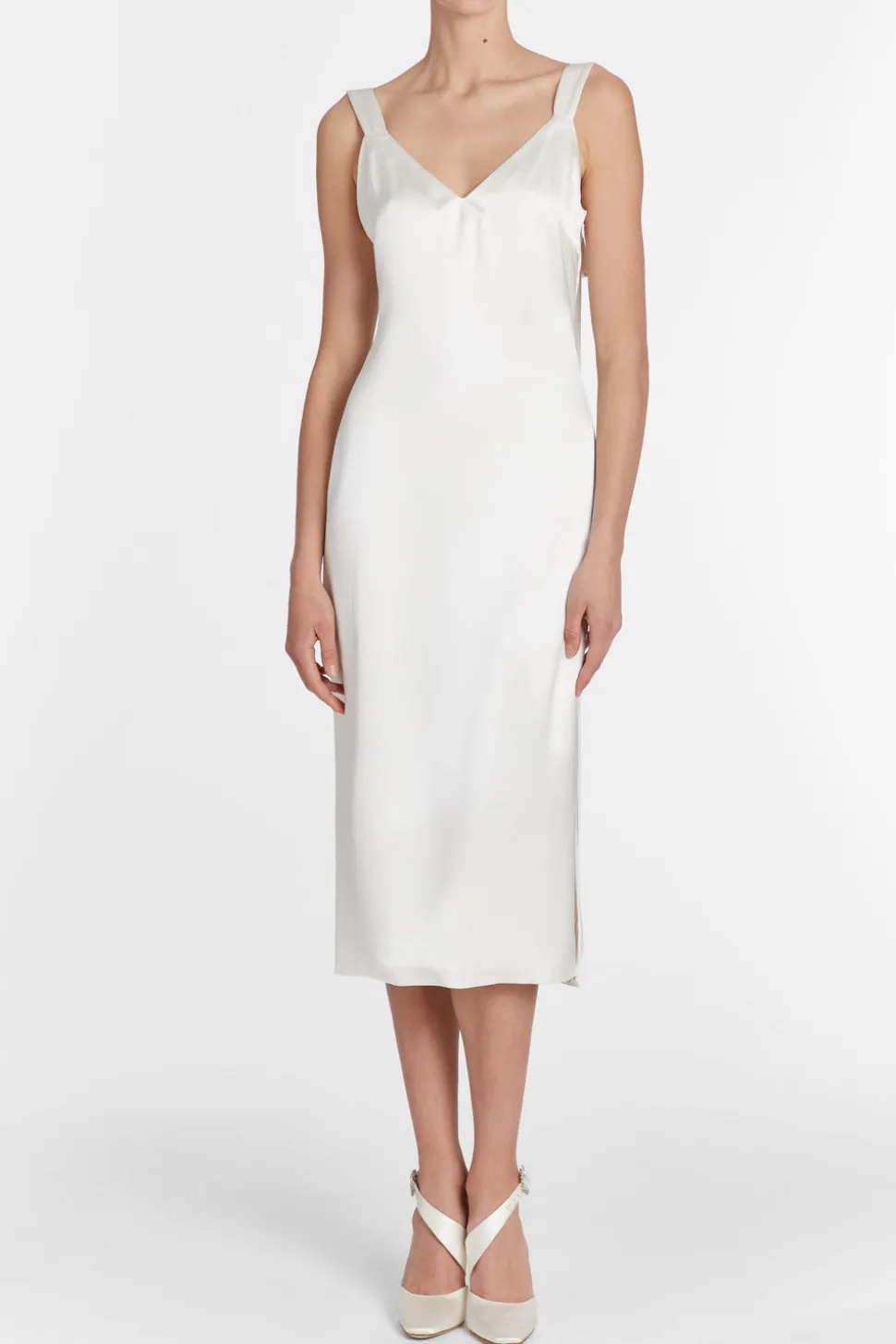 Bianca White Satin Shift Dress