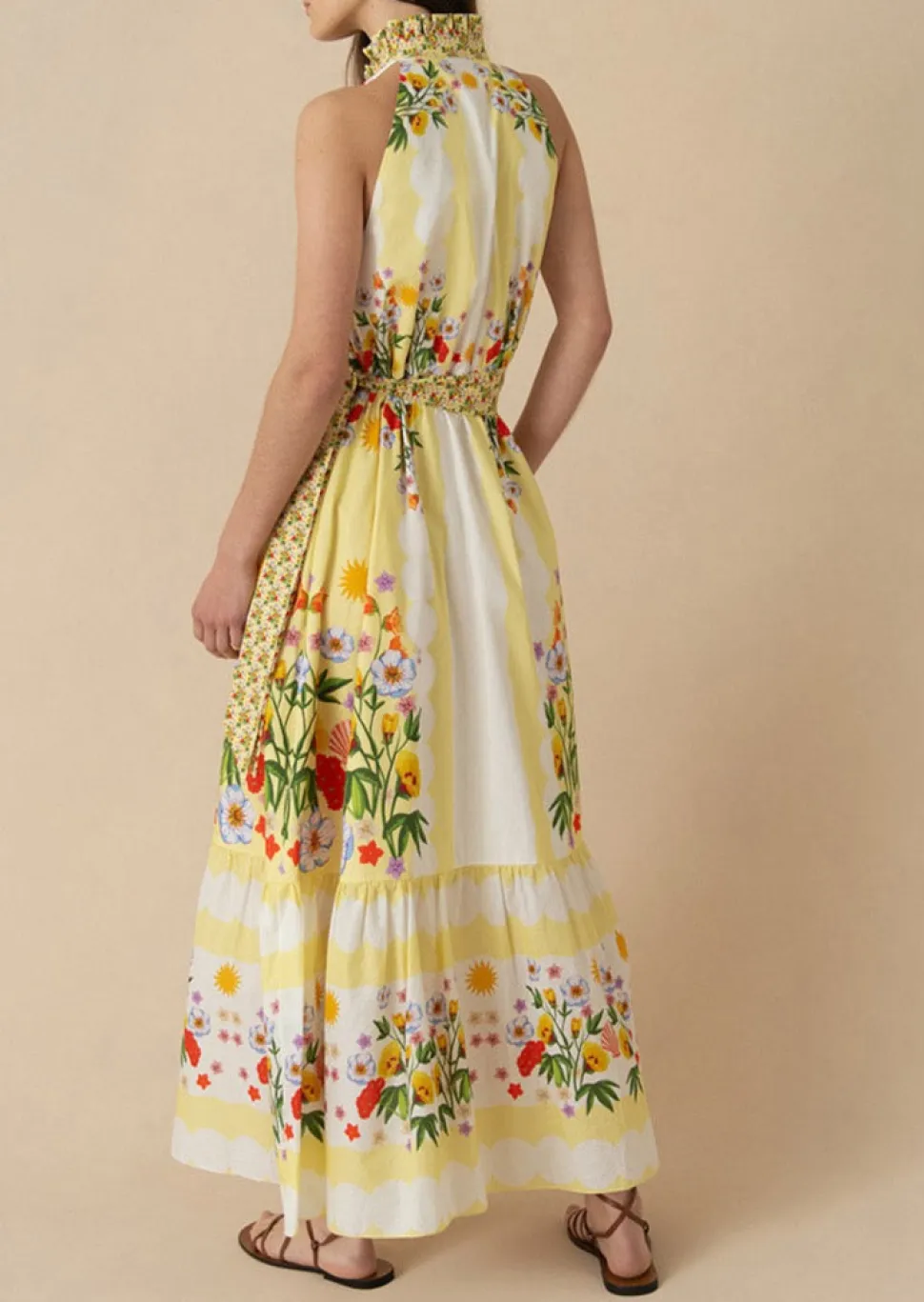 Biba Cotton Maxi Dress in Terrazo Yellow