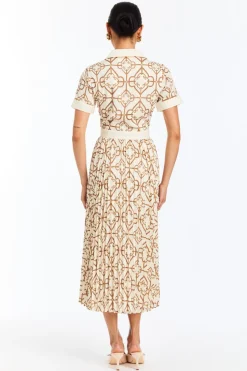 Billie Collared Shirt Dress in Quatrefoil Tile