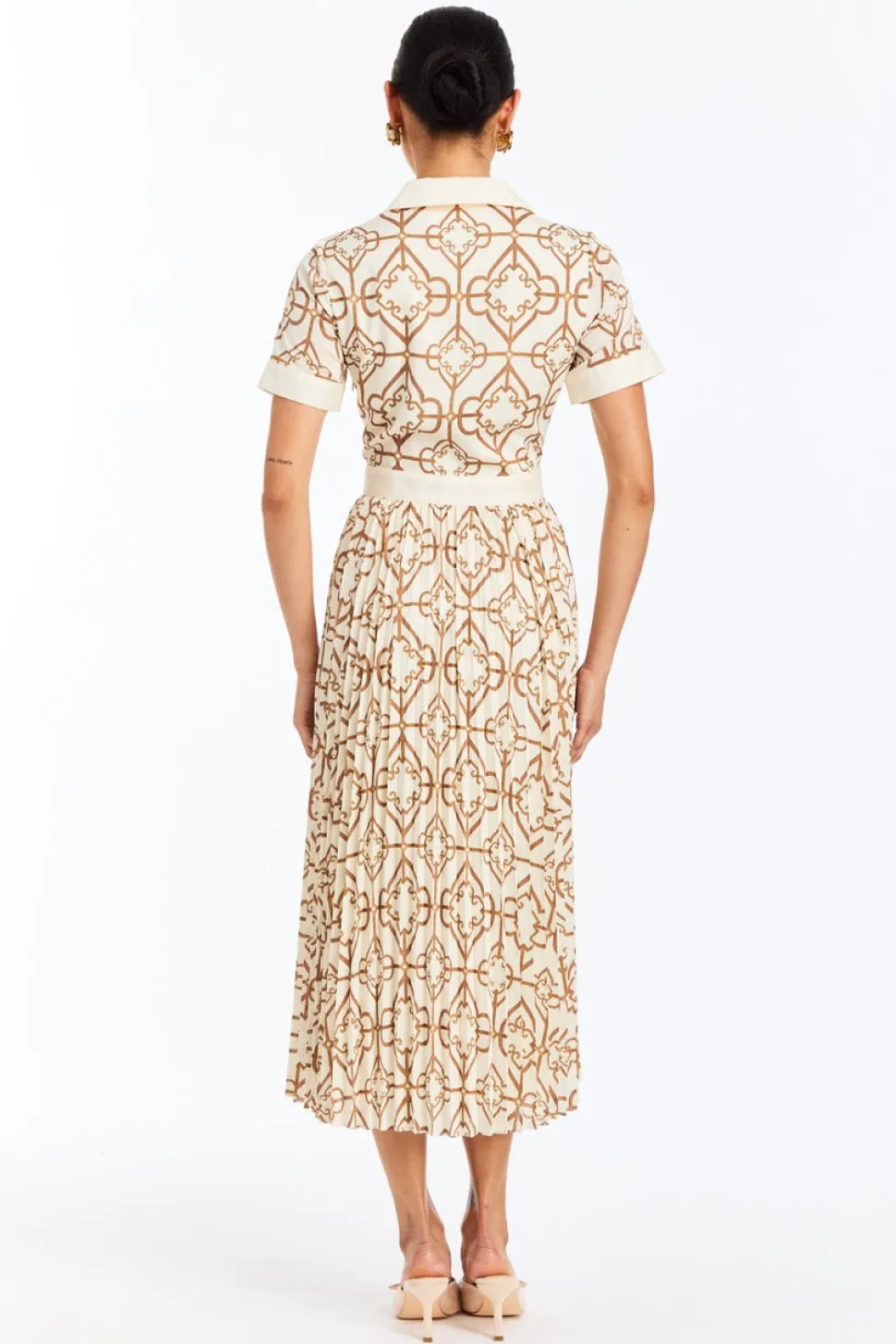 Billie Collared Shirt Dress in Quatrefoil Tile