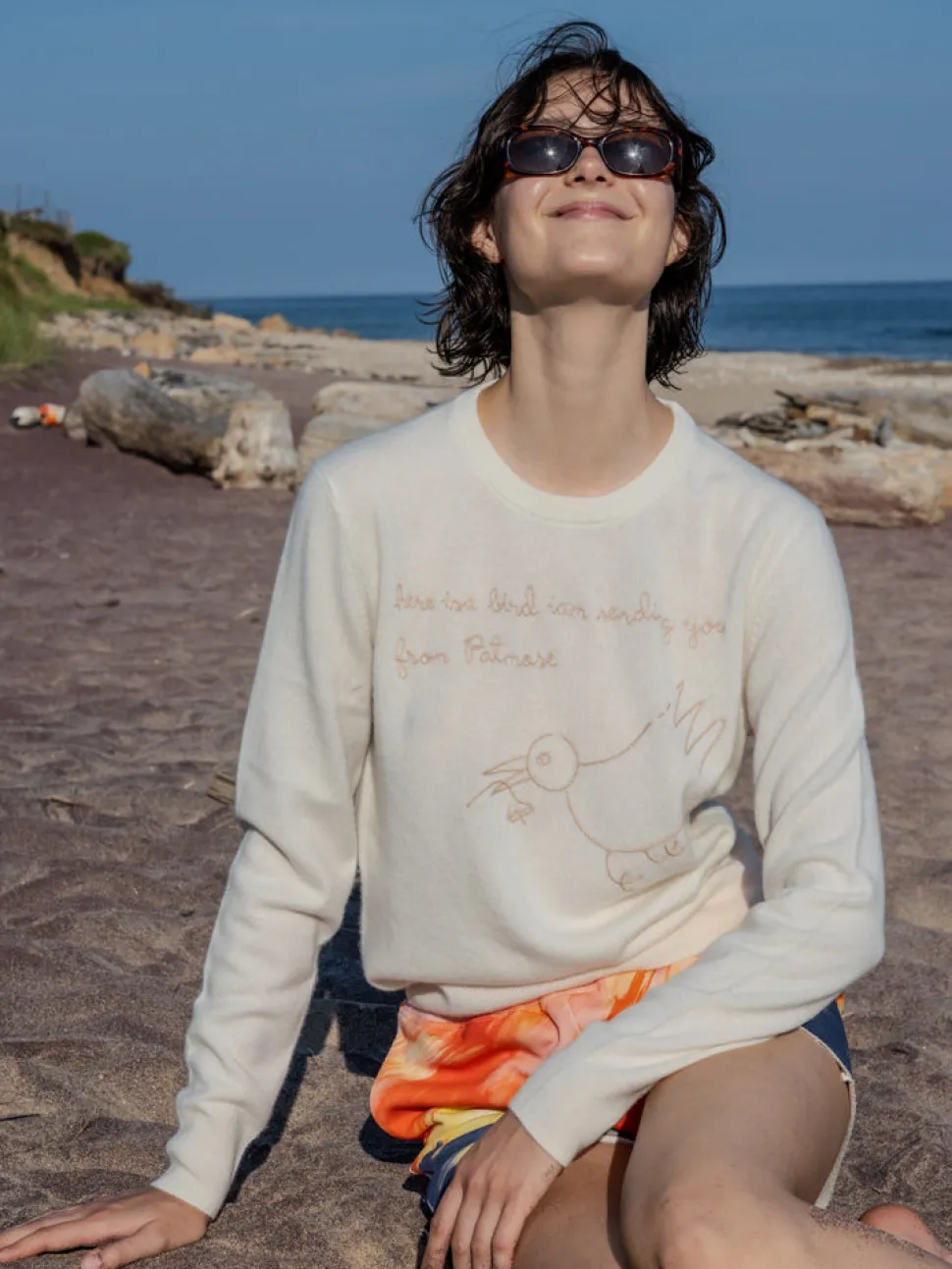 Bird from Patmos Crewneck in Cream