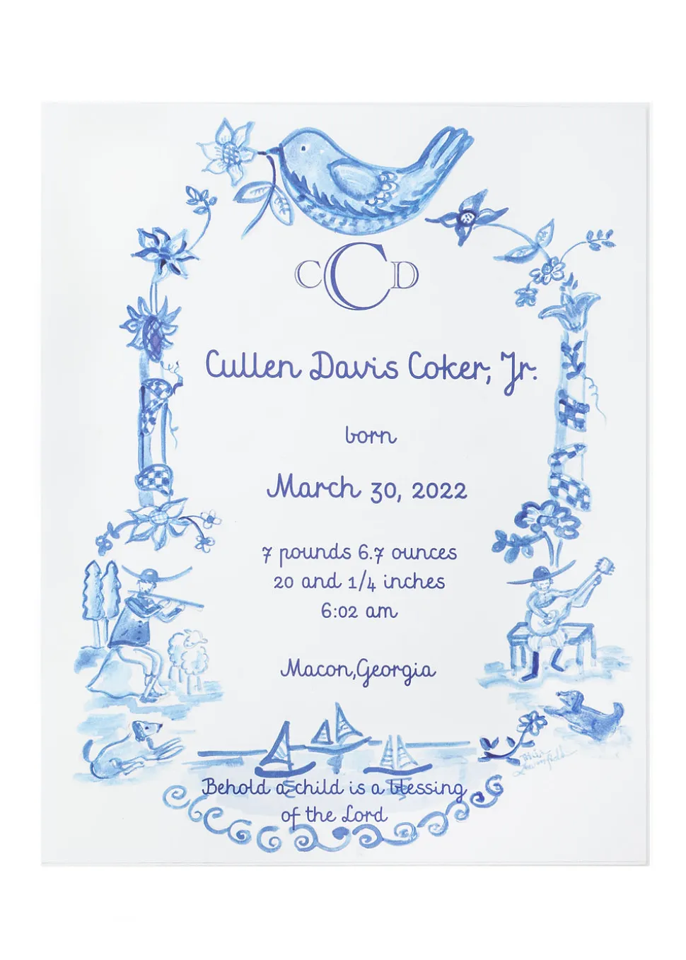 Birth Announcement in Light Blue