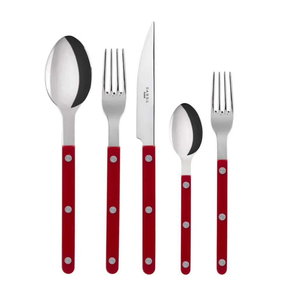 Bistrot Place Setting in Burgundy, Set of 5
