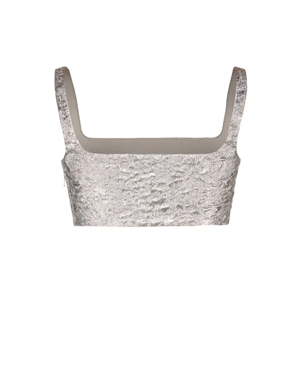 Blake Top in Silver Brocade