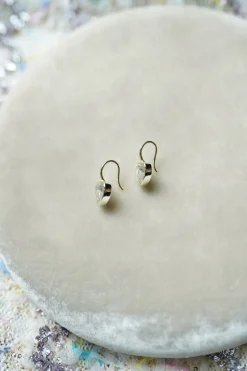 Blanc Bezel Heart Earwire