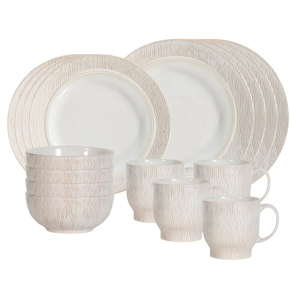 Blenheim Oak Place Setting in Whitewash, Set of 16