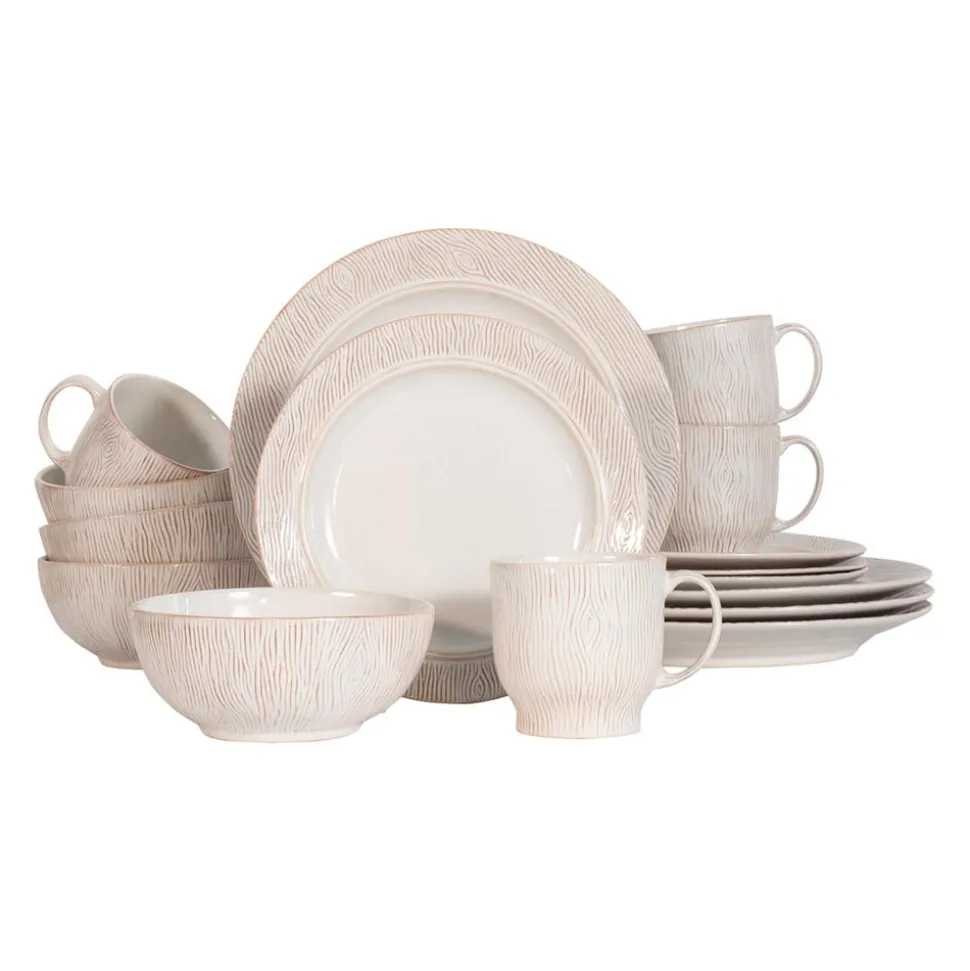 Blenheim Oak Place Setting in Whitewash, Set of 16