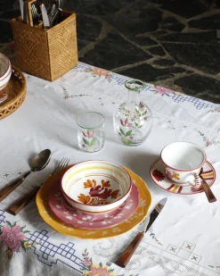 Blossom Teacup and Saucer in Burgundy