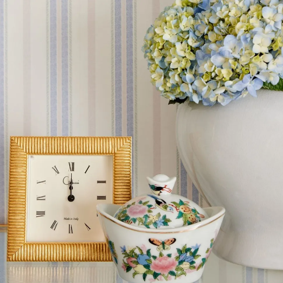 Blue & Blush Halo Stripe Wallpaper