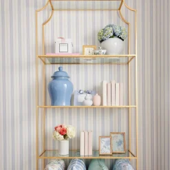 Blue & Blush Halo Stripe Wallpaper