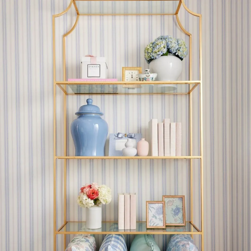 Blue & Blush Halo Stripe Wallpaper