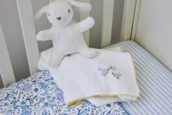 Blue and White Striped Crib Sheet