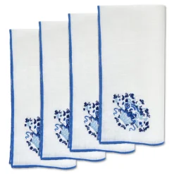 Blue Basket Dinner Napkins, Set of 4