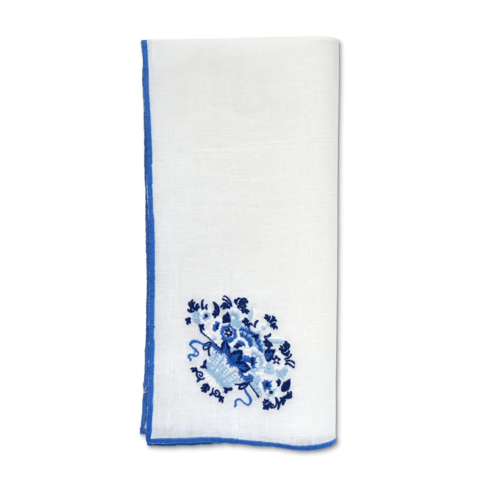 Blue Basket Dinner Napkins, Set of 4