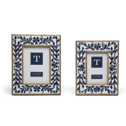 Blue Belle Bone Inlay Photo Frame, Set of 2