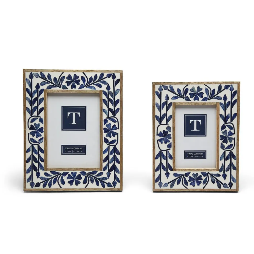 Blue Belle Bone Inlay Photo Frame, Set of 2