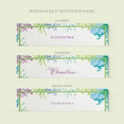 Blue Corals Stationery Cards, Personalized Set of 50