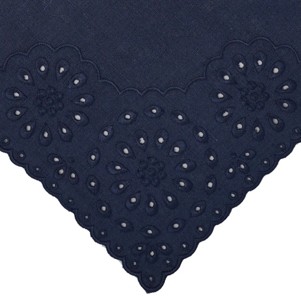 Blue Eyelet Dinner Napkins, Set of 4