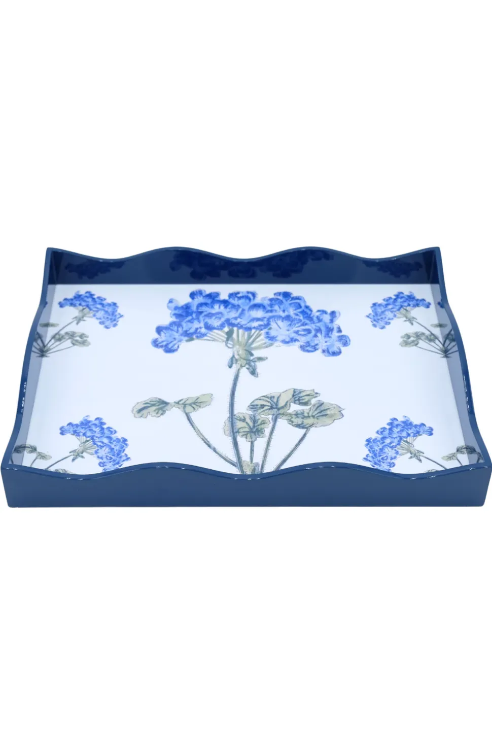 Blue Hydrangea Lacquerware Scalloped Tray