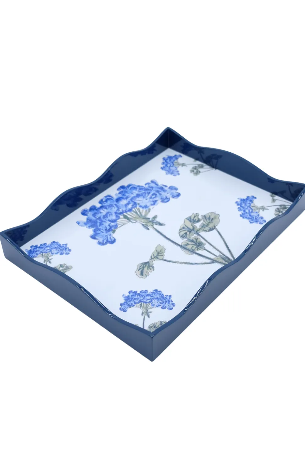 Blue Hydrangea Lacquerware Scalloped Tray