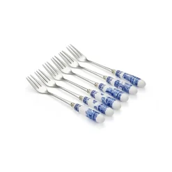 Blue Italian Pastry Forks, Set of 6