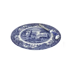 Blue Italian 2-Piece Cheese Plate with Knife