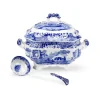 Blue Italian Soup Tureen with Ladle