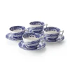 Blue Italian Teacup & Saucers, Set of 4