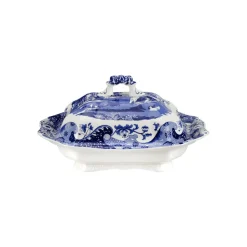Blue Italian Vegetable Dish with Cover