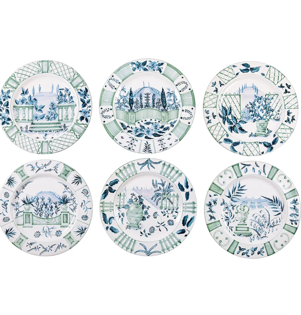 Blue Italian Views Plates Collection, Set of 6