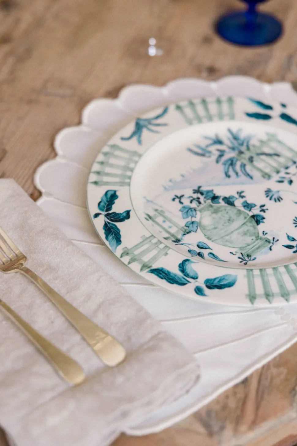 Blue Italian Views Plates Collection, Set of 6
