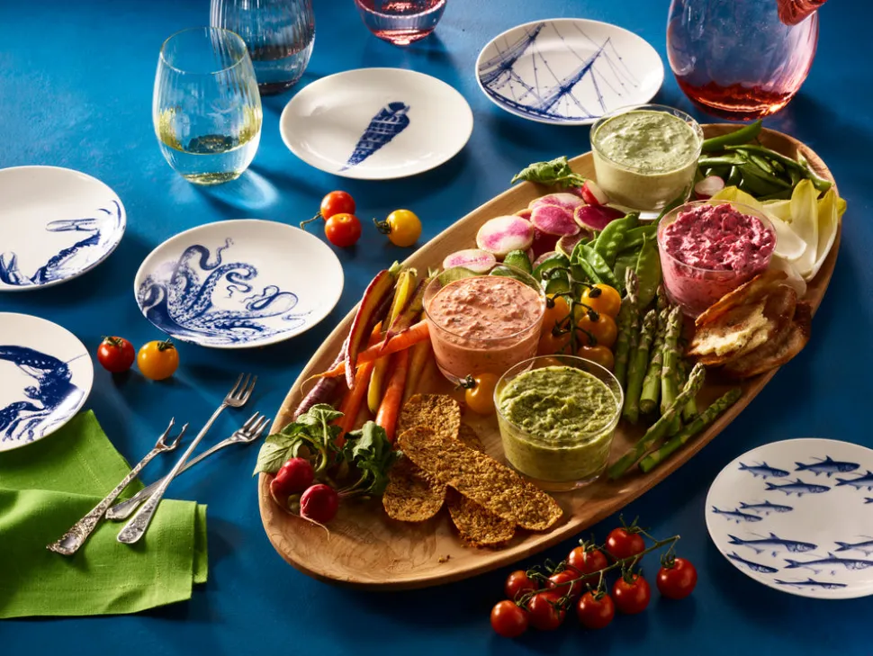 Blue Lucy Canape Plates Boxed, Set of 4
