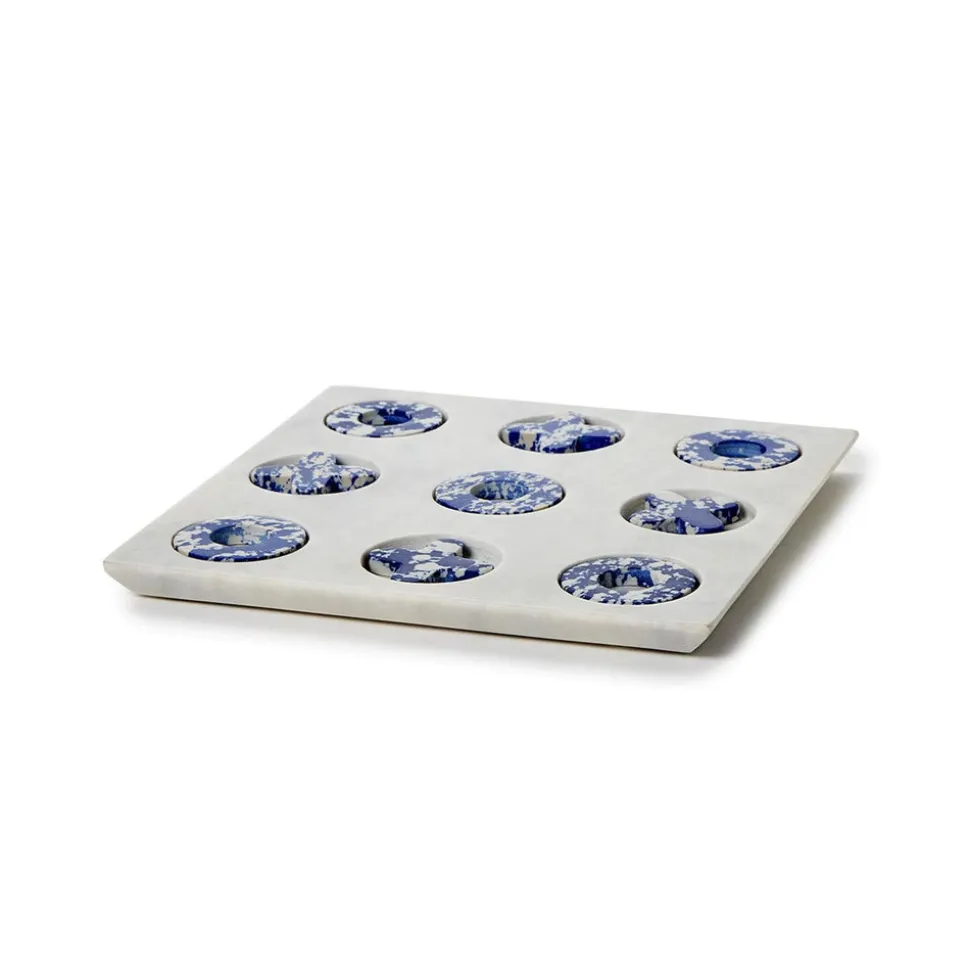 Blue Marble Hand-Crafted Tic-Tac-Toe