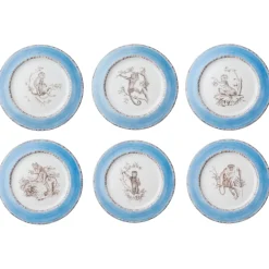 Blue Monkey Dinner Plates, Set of 6