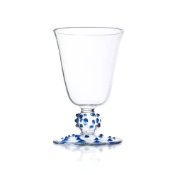 Blue Pom Wine Glass