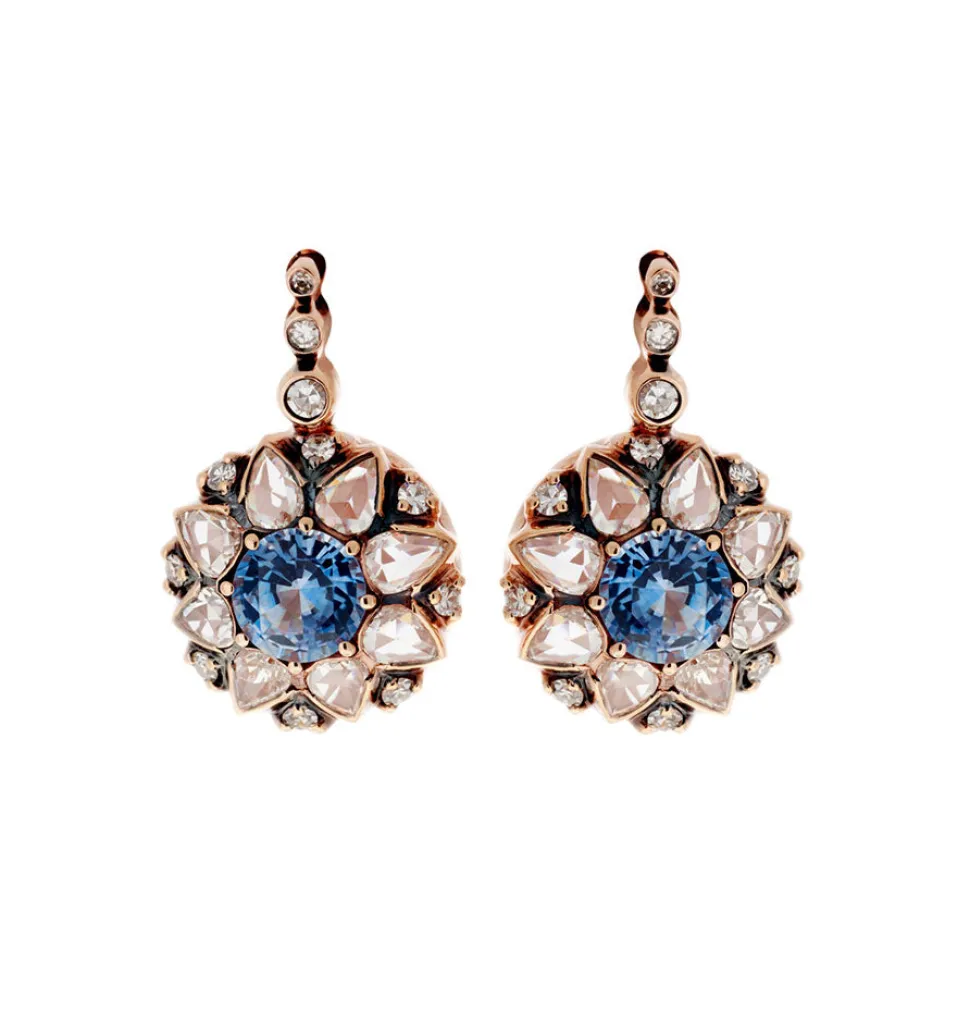Blue Sapphire And Diamond Earrings