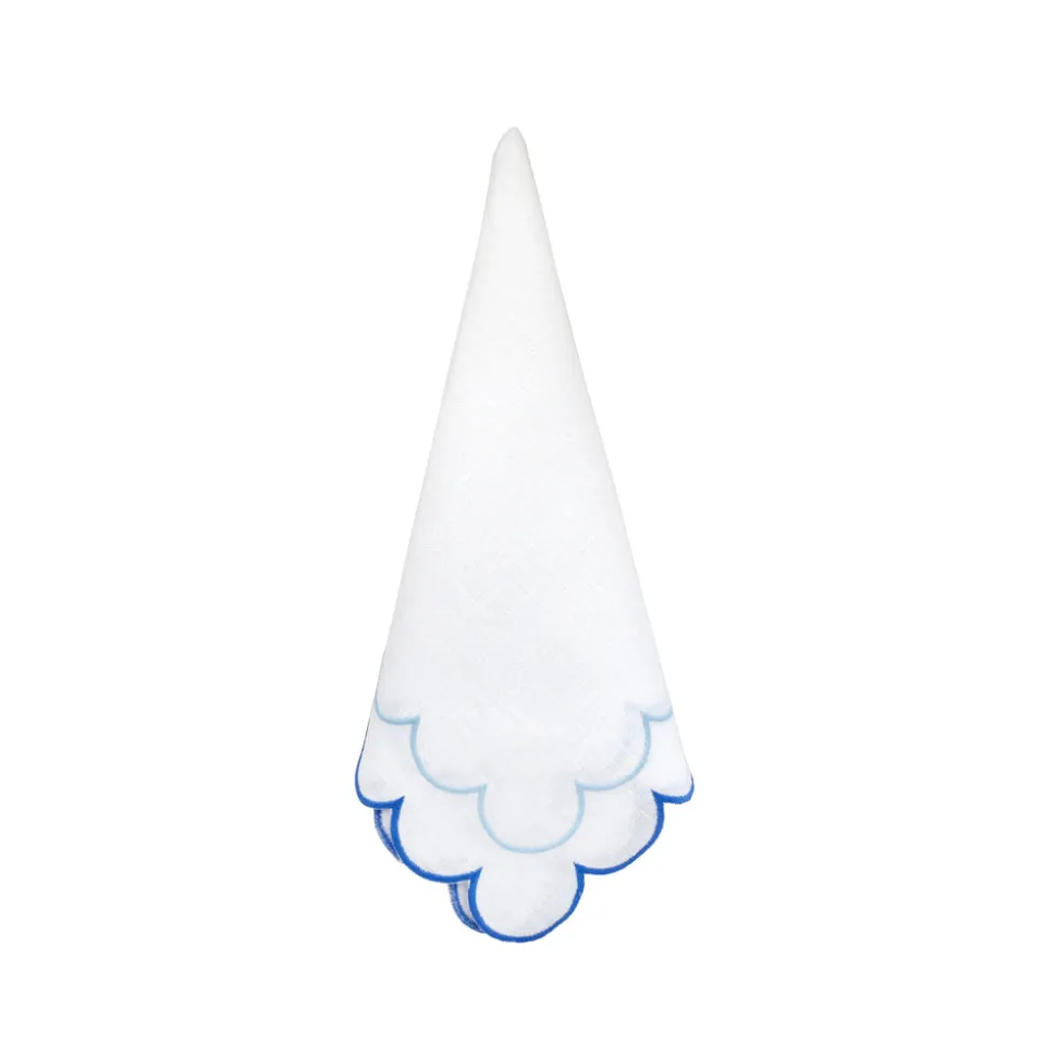Blue Scalloped Dinner Napkins, Set of 4